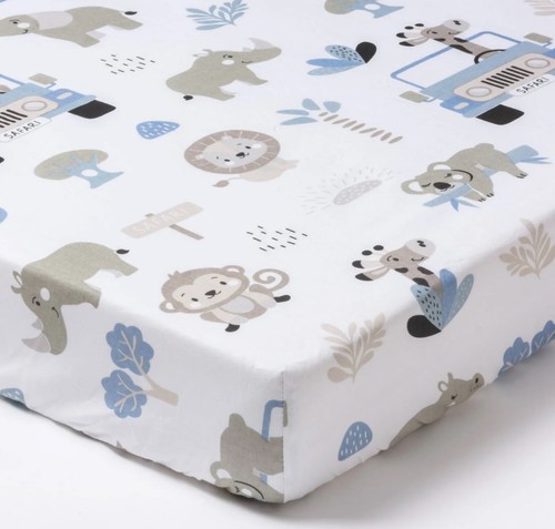 Blue safari baby boy cot - safari, bed